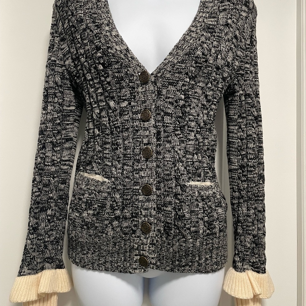 Philosophy di Lorenzo Serafini Black & Cream Marled Button-Front Knit Cardigan